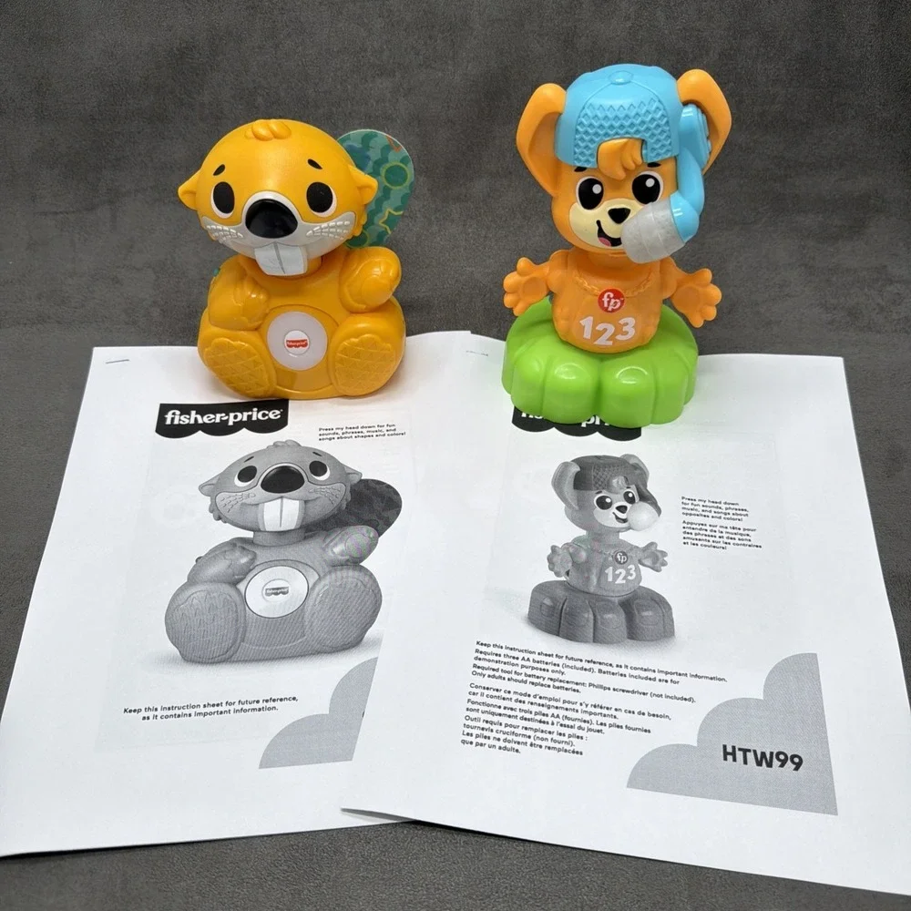 Fisher-Price Linkimals SMALL Opposites Fox & Boppin' Beaver Musical Toys